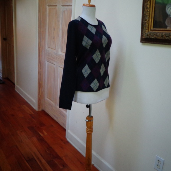 VGUC FIONA 100% Cashmere Argyle Sweater Sz XL - Picture 4 of 7